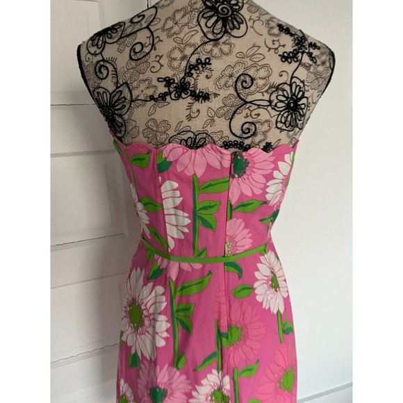 LILLY PULITZER Pink Flower Strapless Dress Sz 6 - Picture 5 of 6